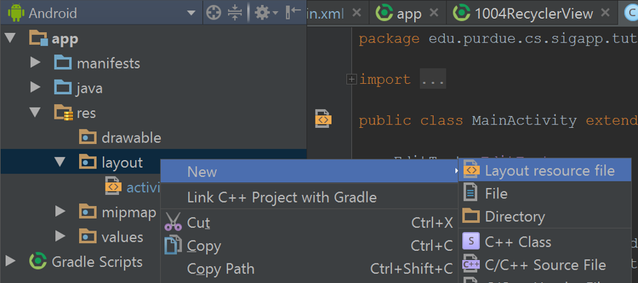 Create New Layout